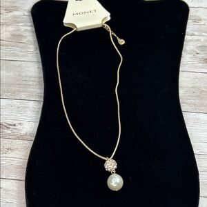 Monet Gold Necklace with Pearl Charm